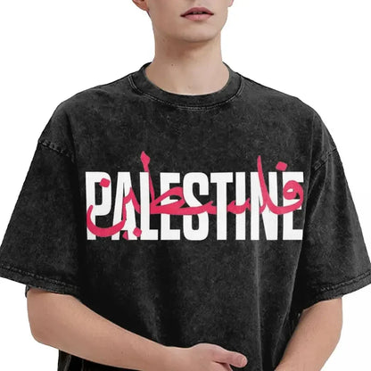 T-shirt Palestine noir & rouge