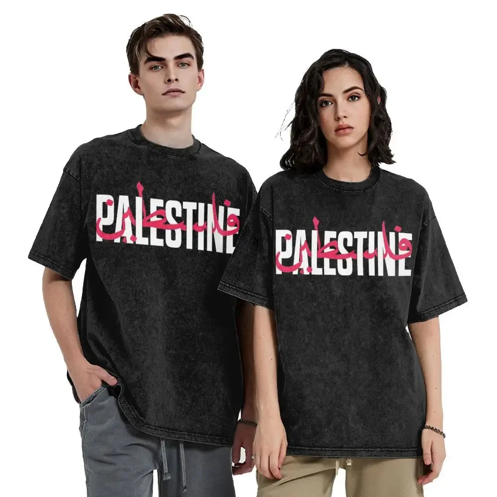 T-shirt Palestine noir & rouge