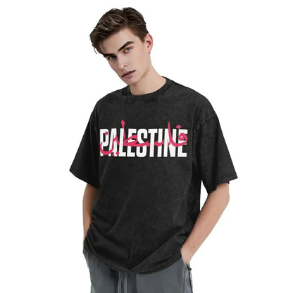 T-shirt Palestine noir & rouge