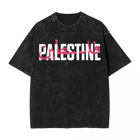T-shirt Palestine noir & rouge